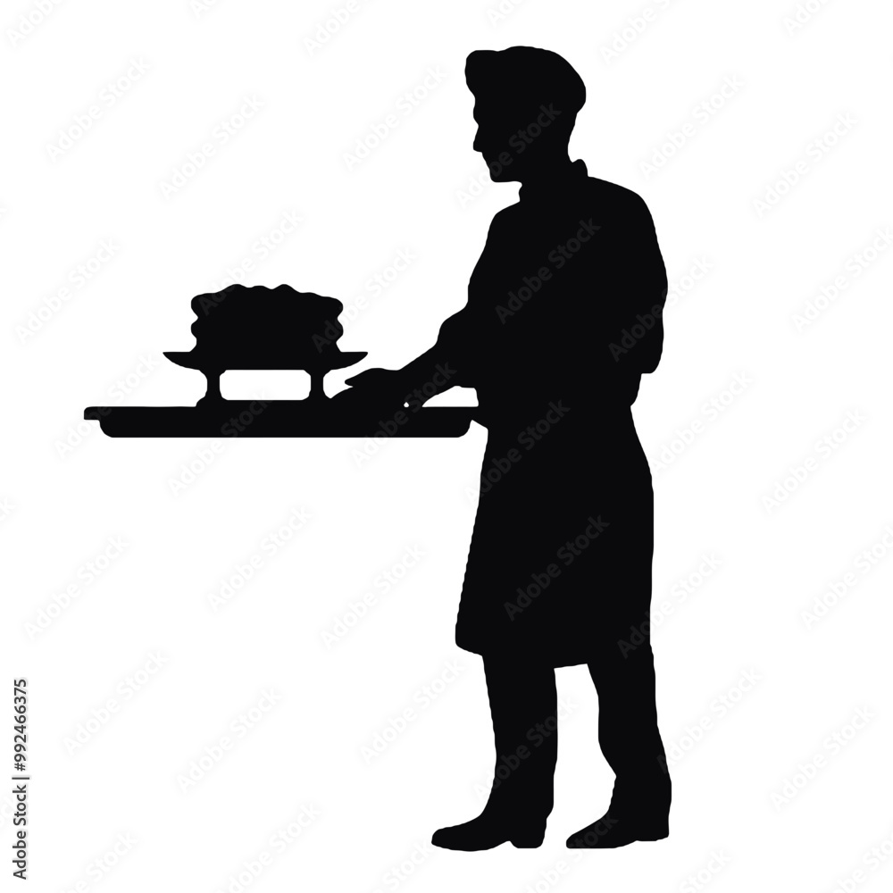 Wall mural chef baker silhouette isolated on white background – vector illustration