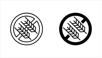 Gluten free icon set. No gluten emblem for product, vector illustration on white background
