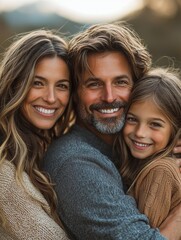 Obraz premium Joyful Family Embrace in Nature