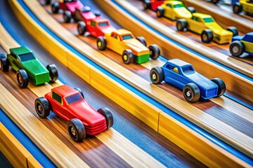 Colorful Pinewood Derby Cars Racing