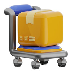 Package trolley 3d illustration. warehouse transport icon.