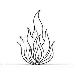one line drawing fire flame light vector illustration template design