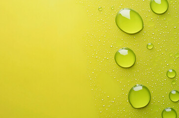 Oil droplets on water yellow background