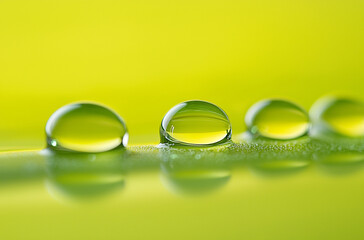 Oil droplets on water yellow background