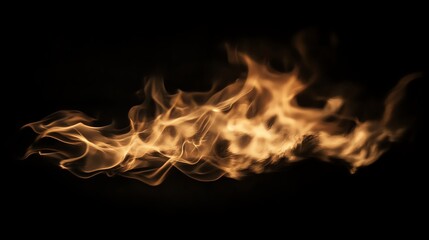 Fototapeta premium A vibrant flame flickering against a dark background, creating a mesmerizing dance of light and shadow.