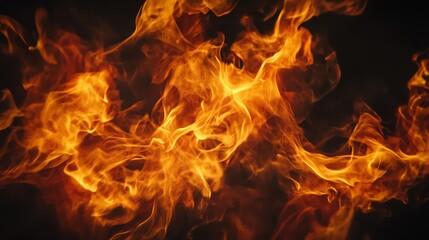 Dynamic flames flicker and dance against a dark background, creating an intense and captivating visual effect of heat and energy.