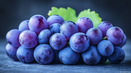 Bunch of grape captured macro lens each grape showing natural bloom subtle imperfection using soft natural light enhance realistic texture deep purple hue some grape slightly out of focus create depth