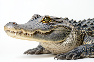 Obraz premium Crocodile Lying DownCrocodile lying on the ground with a focused gaze.