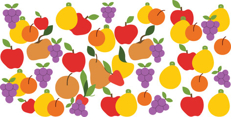 A pattern illustration of fruit icon isolated on white background