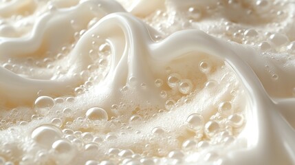 Close-up of Creamy White Foam with Bubbles