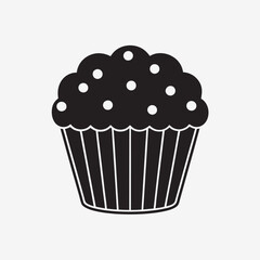 Bakery Food Muffin Icon in Flat Style - Vector Clipart for Cafes, Bakeshops, and Menus