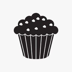 Bakery Food Muffin Icon in Flat Style - Vector Clipart for Cafes, Bakeshops, and Menus