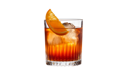 Old fashioned cocktail drink isolated on white background