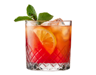 Old fashioned cocktail drink isolated on white background