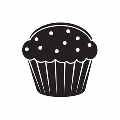 Bakery Food Muffin Icon in Flat Style - Vector Clipart for Cafes, Bakeshops, and Menus