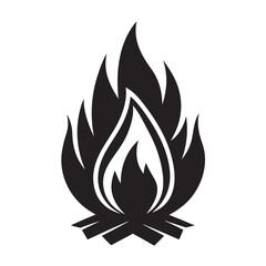 Bonfire silhouette vector on a white background