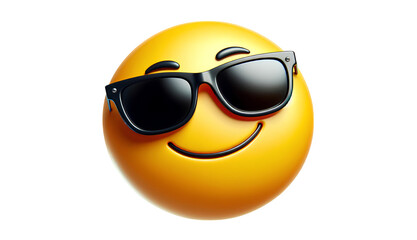 Cool Smiling Emoji Wearing Sunglasses, Representing Confidence, Relaxation, and a Laid-back Attitude in a Stylish and Trendy Cartoon Illustration