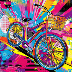 Fototapeta premium Whimsical Wheels: The Colorful Bicycle