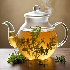 teapot with green tea