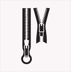 zipper vector icon silhouette on a white background
