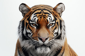 Fototapeta premium Tiger Face Close-Up Close-up of a tiger’s face with a strong, focused gaze.