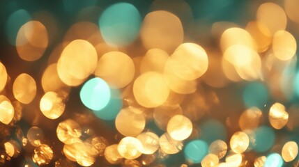Obraz premium Gold and green glittering lights illuminate the space, enhancing the festive ambiance during an evening celebration filled with joy