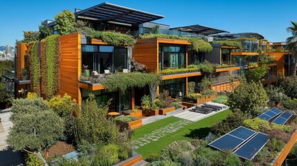 Fototapeta premium Integrated solar panel systems enhancing eco-friendly lifestyles. 