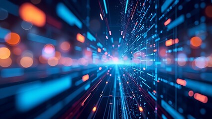 Obraz premium Abstract digital data stream in cyberspace.