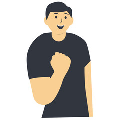 Excited Happy People Character. Vector Cartoon Illustration