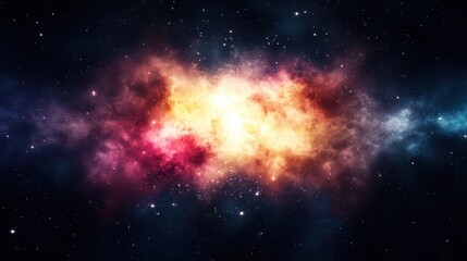 Obraz premium A stunning display of vibrant colors bursts in space, illustrating the dynamic nature of cosmic events among distant stars