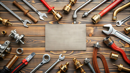 Plumbing banner with pipes and tools , plumbing, banner, pipes, tools, plumbing service, repair, installation