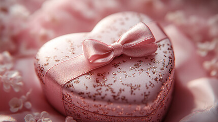 Heart-shaped gift box with elegant pink ribbon, perfect for gifting on Valentine's Day, birthdays, weddings, and other celebrations.