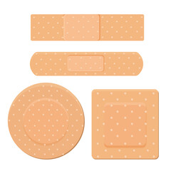 Medical plaster, strip. Breathable patch set. Firs aid tape, Different shapes. Recovery tape isolated on white background