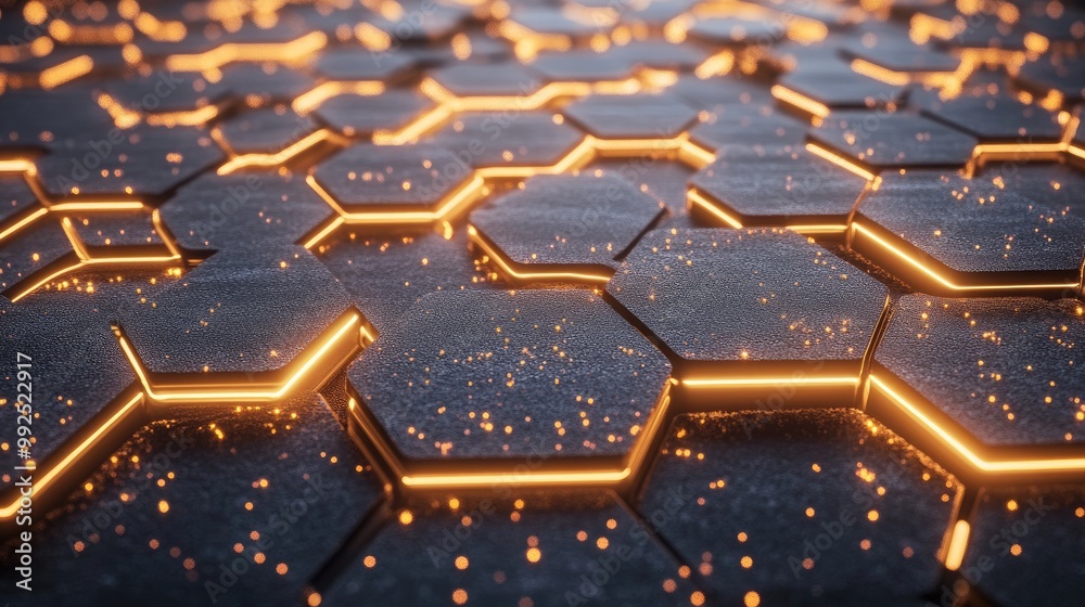 Poster futuristic technology background with hexagon grid pattern design