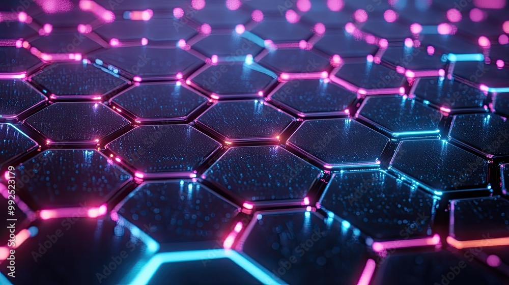 Poster futuristic technology background with hexagon grid pattern design