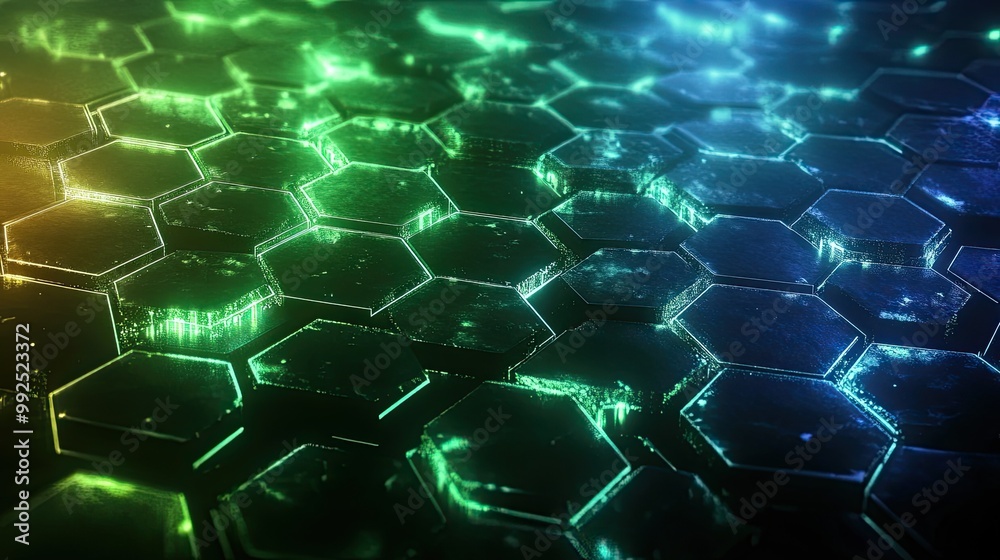 Poster futuristic technology background with hexagon grid pattern design