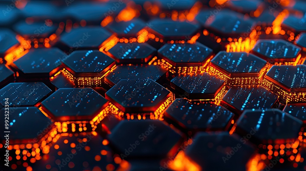 Poster futuristic technology background with hexagon grid pattern design