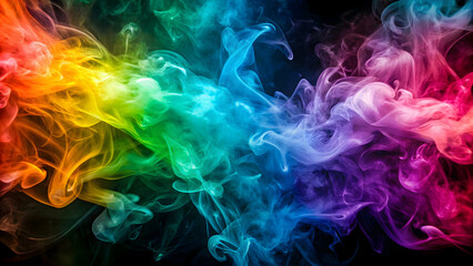 Obraz premium Colorful abstract smoke background for design projects, vibrant, swirl, ethereal, texture, artistic, flowing, rainbow, haze