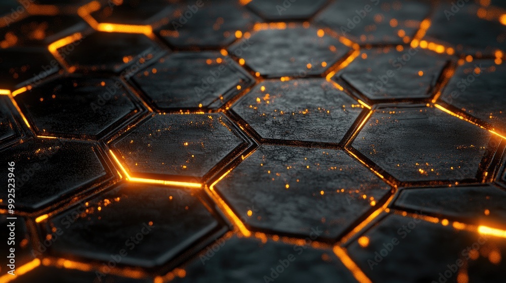 Poster futuristic technology background with hexagon grid pattern design