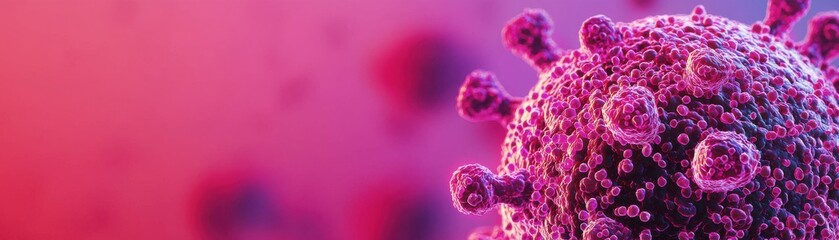 Abstract representation of a virus highlighting its structure with vivid colors, symbolizing health and science.