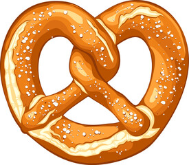 Vector illustration of a classic salted pretzel isolated on white background. Hand drawn design element for Oktoberfest