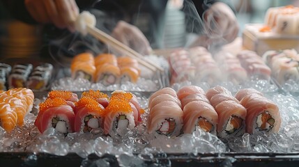 Obraz premium Fresh Sushi Rolls