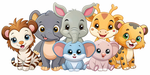 of adorable cartoon baby animals for baby-related designs, Baby card, baby shower invitation,cute, deer, cat, bunny, koala