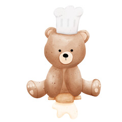 Cute Teddy bear water color clipart PNG