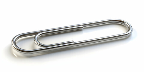 rendering of a single paper clip isolated on white background, paper clip, stationery, office supplies, metal