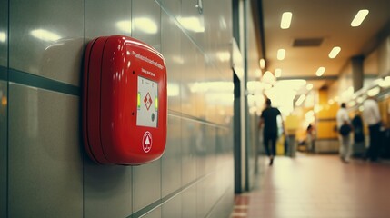 A photo of an automated defibrillator