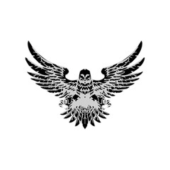Premium Vector | Black Falcon A Vector Logo Design. Bald eagle with  flag color vector image. Vintage hand drawn of eagle and snake battle vector image.