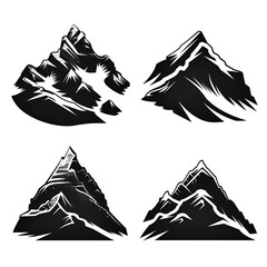 set of mountains on white 