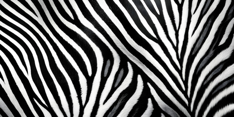 AI-generated image of black and white zebra skin pattern , zebra print, monochrome, animal skin