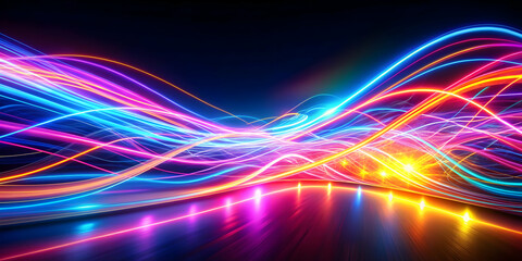 Abstract neon light trails with vibrant colors and dynamic energy, neon lights, trails, vibrant, colorful, abstract